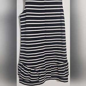 J.CREW Women’s Black Cream Striped Sleeveless Stretch With A Ruffle Dress size S